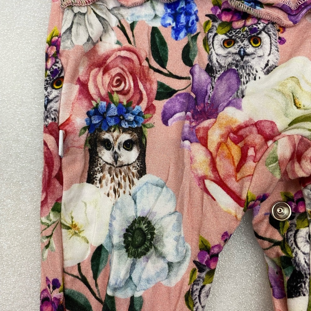 Posh Peanut Owl Halloween Floral Boho Stretch Bamboo Long Sleeve Footie 18-24 mo - Picture 4 of 9